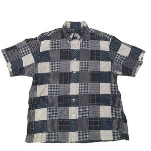 Brooks Brothers Men's Patchwork Plaid Button Up Short Sleeve Shirt L Cotton